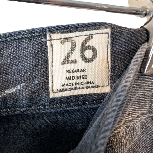 We The Free People Womens Jeans size 26 High Rise Black Straight Leg distressed - Picture 6 of 12